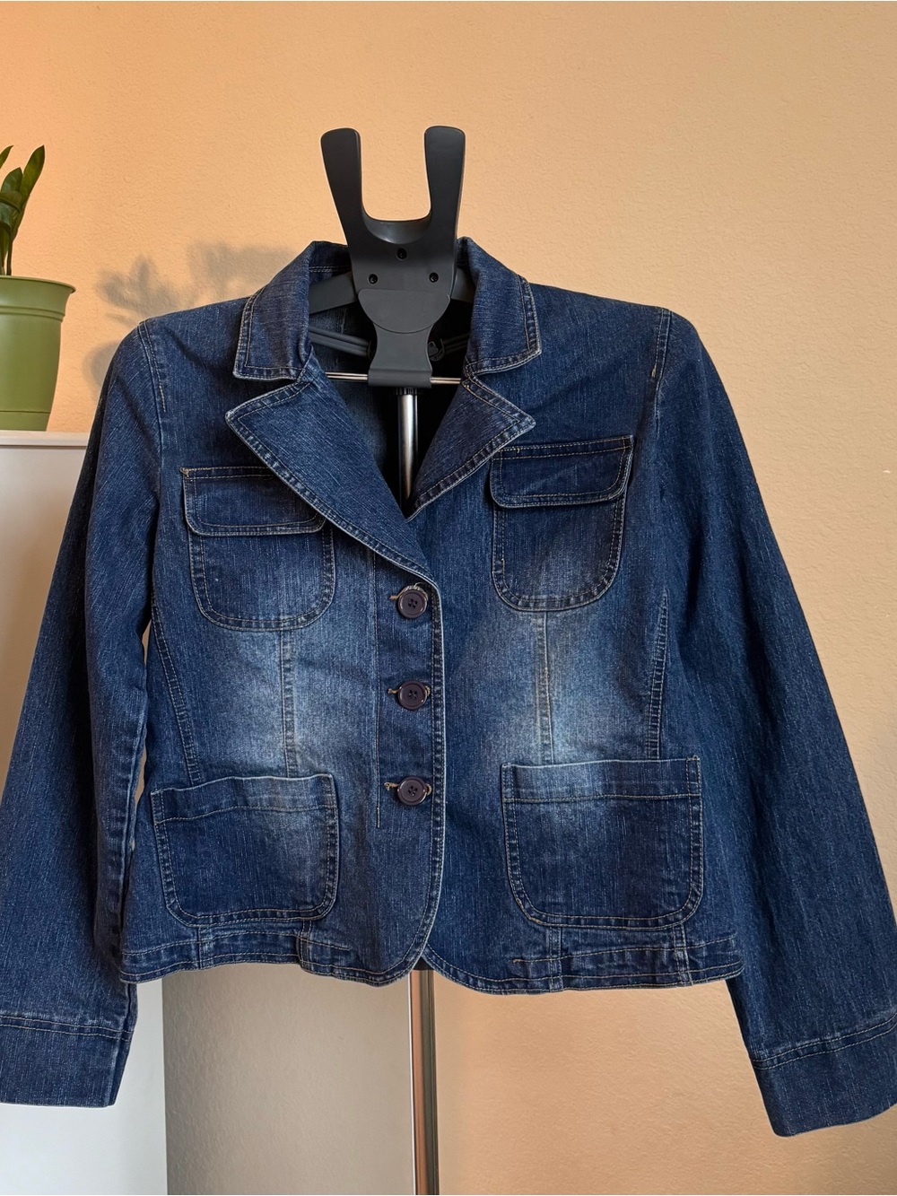 Miss Lili Dark Blue Denim Blazer Jacket